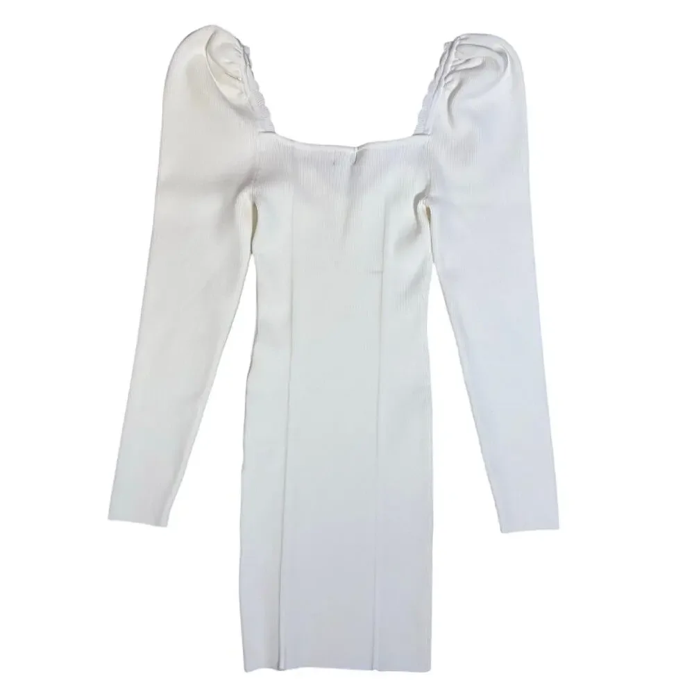 Revolve Majorelle Elmore Mini Dress Fitted Long Sleeve Size Small White NWOT - Picture 3 of 9